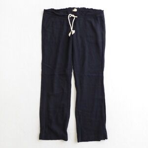 Roxy Oceanside Womens XL Blue Linen Blend Drawstring Waist Casual Pants